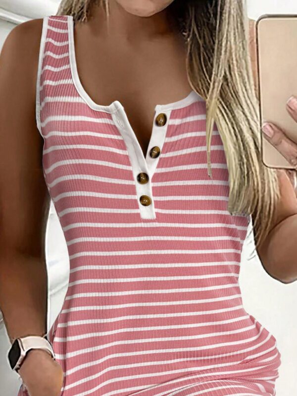 Vestido con Rayas Tejido Sin Mangas Cuello Redondo - Image 15