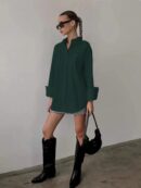 Camisa Relajada Manga Larga para Negocios y Casual