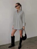 Camisa Relajada Manga Larga para Negocios y Casual