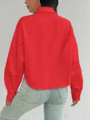 Camisa Casual Manga Larga con Bolsillo y Hombros Caídos