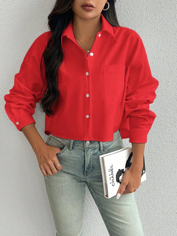 Camisa Casual Manga Larga con Bolsillo y Hombros Caídos - Image 51