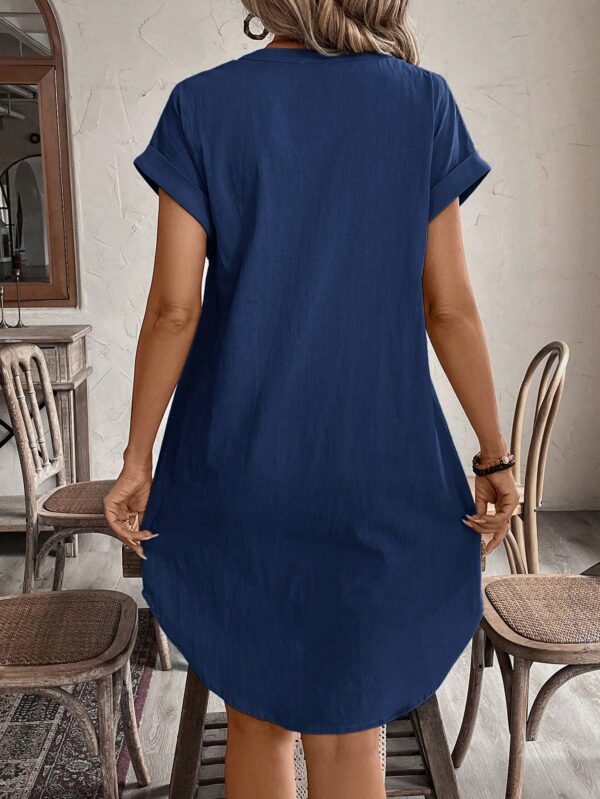 Vestido Mini Casual de Manga Corta con Botones Frontales - Image 93