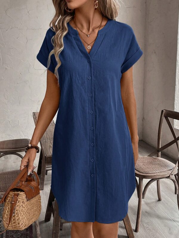 Vestido Mini Casual de Manga Corta con Botones Frontales - Image 95