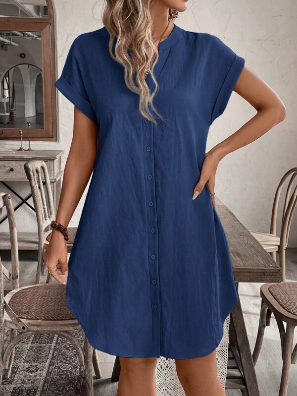 Vestido Mini Casual de Manga Corta con Botones Frontales - Image 98