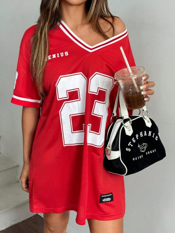 Vestido Casual de Verano con Escote en V y Estampado de Letras y Números - Image 31