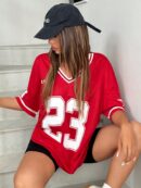 Vestido Casual de Verano con Escote en V y Estampado de Letras y Números