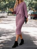 Set Casual de Top con Manga Murciélago y Falda Tejidos