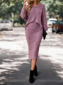 Set Casual de Top con Manga Murciélago y Falda Tejidos