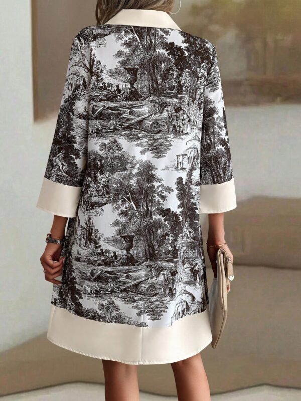 Vestido Camisero Estampado de Manga Larga con Cuello Abotonado - Image 22