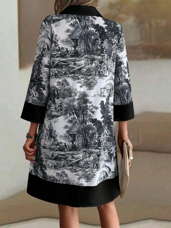 Vestido Camisero Estampado de Manga Larga con Cuello Abotonado - Image 12