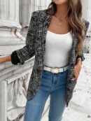 Blazer Casual para Mujer con Manga Ajustable y Botón Único