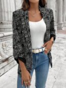 Blazer Casual para Mujer con Manga Ajustable y Botón Único