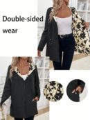 Chaqueta Reversible con Capucha Estampado Leopardo