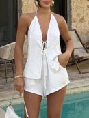 Conjunto Casual de Verano Halter y Espalda Descubierta