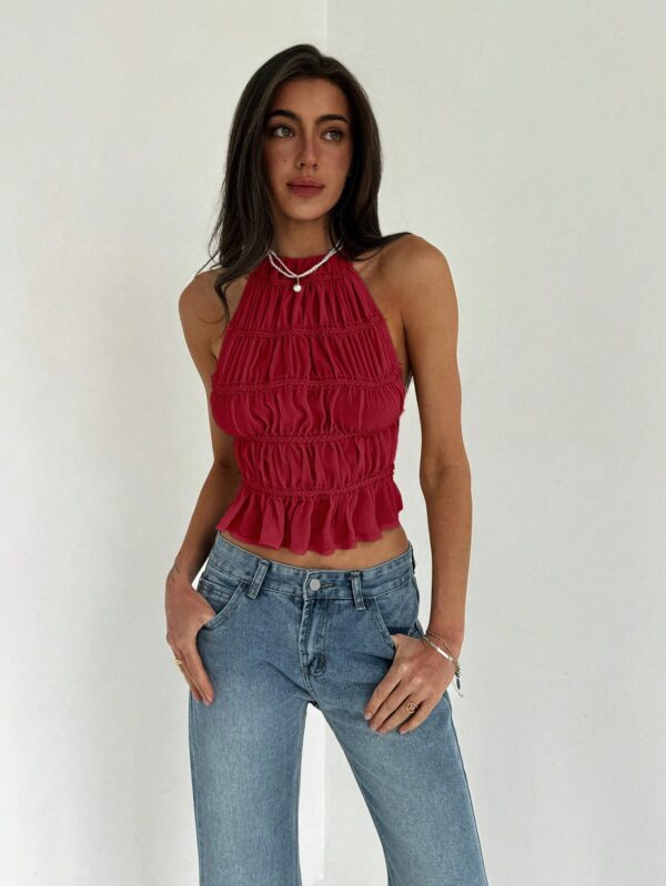 Top Camisola Acordonado con Volantes y Transparencia Semi-Sheer - Image 16