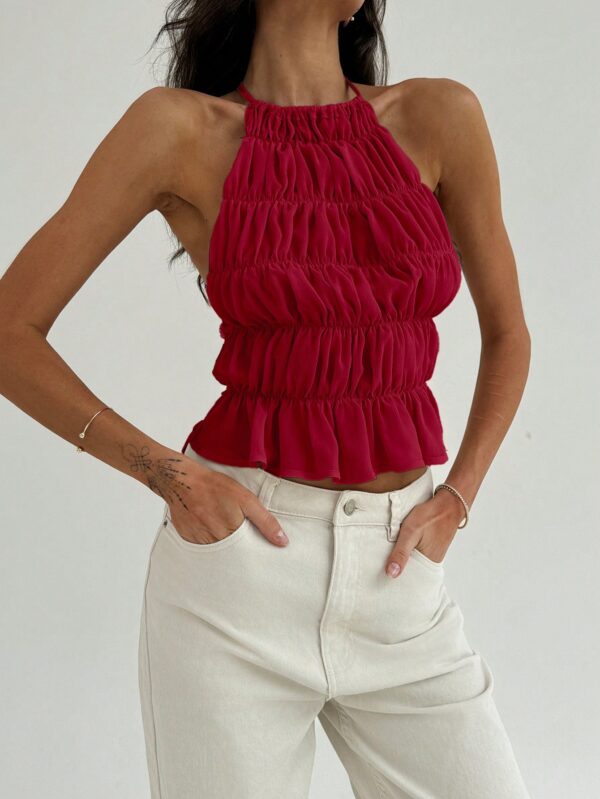 Top Camisola Acordonado con Volantes y Transparencia Semi-Sheer - Image 18