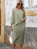 Set Casual de Top con Manga Murciélago y Falda Tejidos