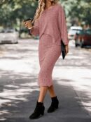 Set Casual de Top con Manga Murciélago y Falda Tejidos