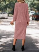 Set Casual de Top con Manga Murciélago y Falda Tejidos