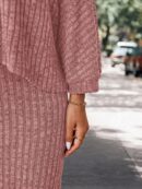 Set Casual de Top con Manga Murciélago y Falda Tejidos