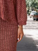 Set Casual de Top con Manga Murciélago y Falda Tejidos
