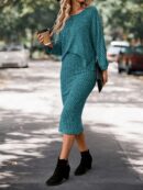 Set Casual de Top con Manga Murciélago y Falda Tejidos