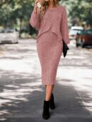 Set Casual de Top con Manga Murciélago y Falda Tejidos
