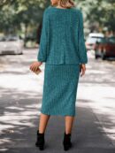 Set Casual de Top con Manga Murciélago y Falda Tejidos