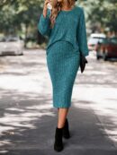 Set Casual de Top con Manga Murciélago y Falda Tejidos