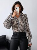 Camisa Estampada Multicolor de Manga Larga para Uso Diario