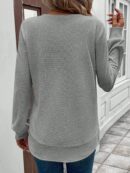 Sudadera Cómoda Casual con Textura Waffle y Dobladillo Asimétrico