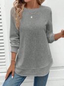 Sudadera Cómoda Casual con Textura Waffle y Dobladillo Asimétrico