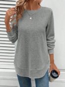 Sudadera Cómoda Casual con Textura Waffle y Dobladillo Asimétrico