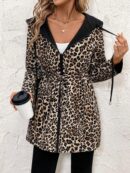 Chaqueta Reversible con Capucha Estampado Leopardo