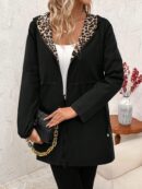 Chaqueta Reversible con Capucha Estampado Leopardo
