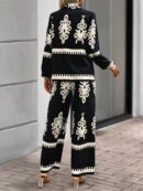 Conjunto Casual de Pantalón y Blusa Manga Larga Estampada