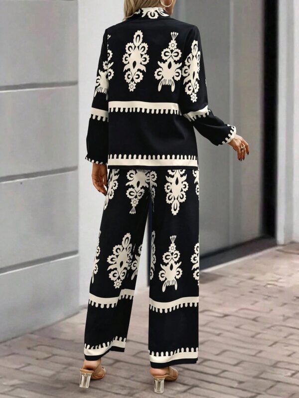 Conjunto Casual de Pantalón y Blusa Manga Larga Estampada - Image 2