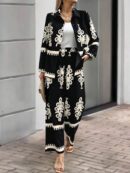 Conjunto Casual de Pantalón y Blusa Manga Larga Estampada