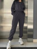 Conjunto Casual de Buzo y Pantalón con Estampado de Letras (2 Piezas)