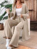 Conjunto Casual de Abrigo Largo y Pantalón Ancho de Lino
