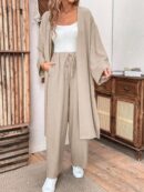 Conjunto Casual de Abrigo Largo y Pantalón Ancho de Lino