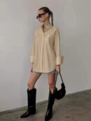 Camisa Relajada Manga Larga para Negocios y Casual