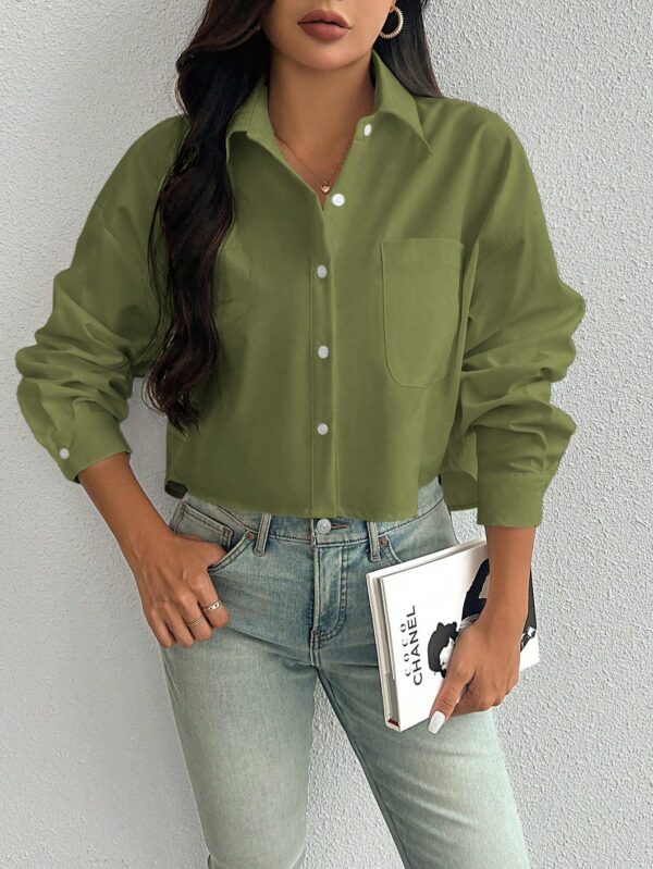 Camisa Casual Manga Larga con Bolsillo y Hombros Caídos - Image 38
