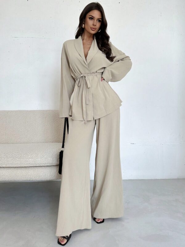 Set Elegante y Casual de Shacket y Pantalón con Cinturón - Image 9
