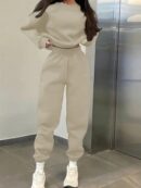 Conjunto Casual de Buzo y Pantalón con Estampado de Letras (2 Piezas)