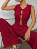 Conjunto de Chaleco con Lazo y Pantalón Recto Casual