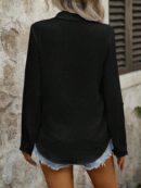 Camisa Casual Manga Larga con Botones Frontales y Bolsillo