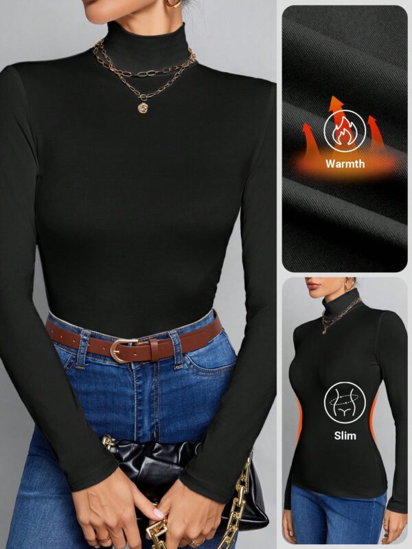 Top Cuello Alto Ajustado en Color Sólido Ideal para Otoño e Invierno - Image 3