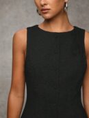 Vestido Corto Casual de Lana a Cuadros con Botones Frontales
