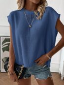 Chaleco de Punto Liso con Cuello Redondo